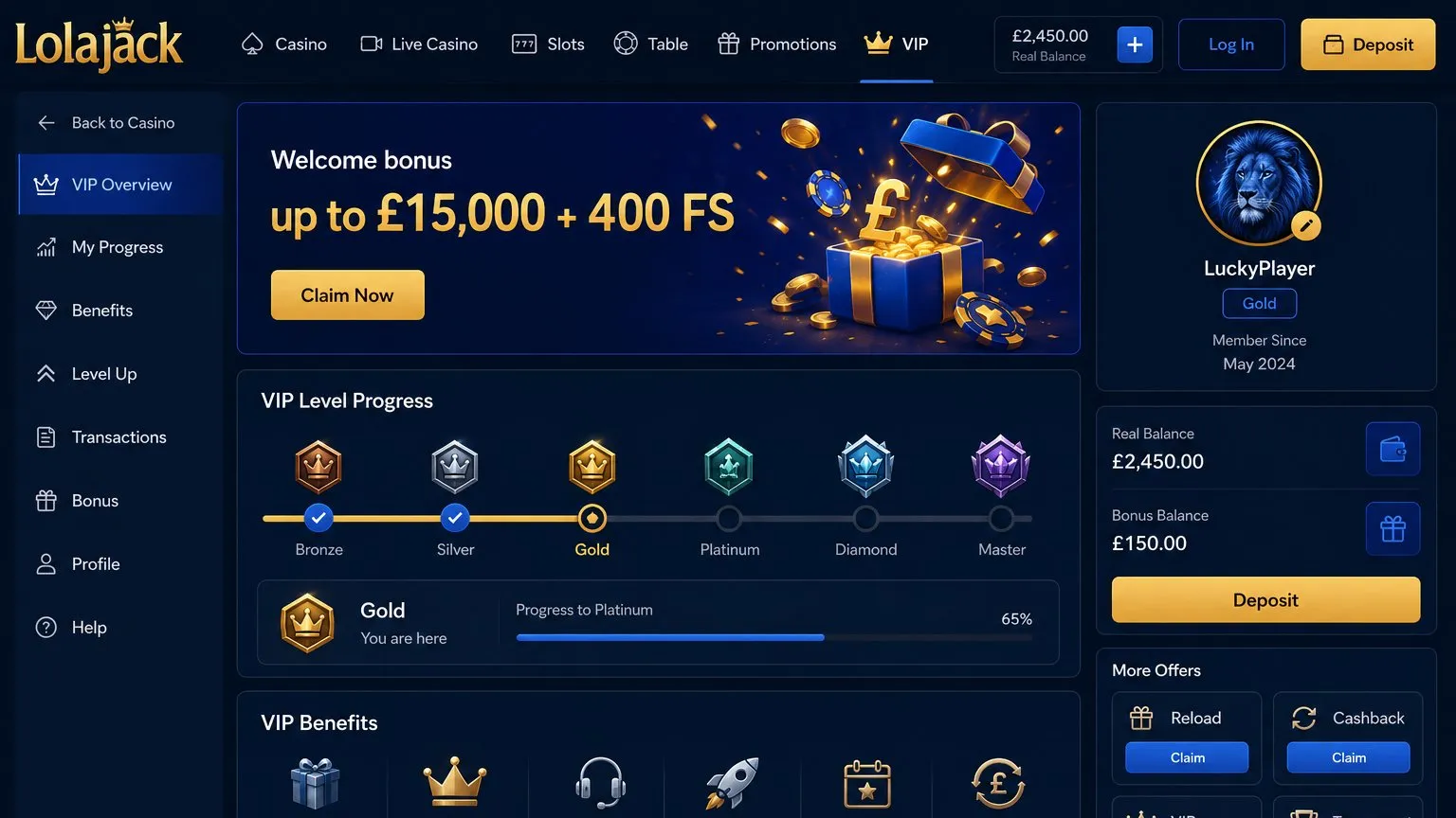 Lolajack Casino Login Features After Login