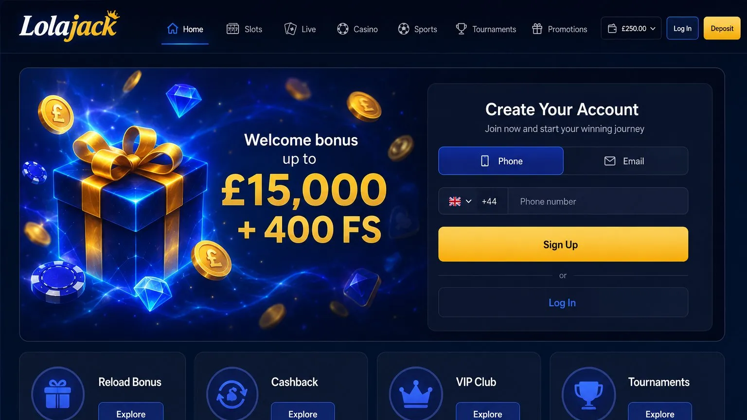 Lolajack Casino Login process